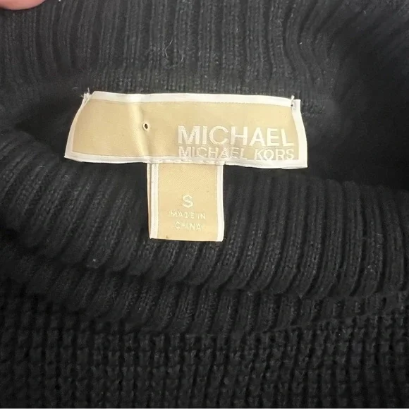 Womens Small Black Cotton Blend Oversized Knit Turtle Neck Sweater Minimalist - Picture 7 of 9